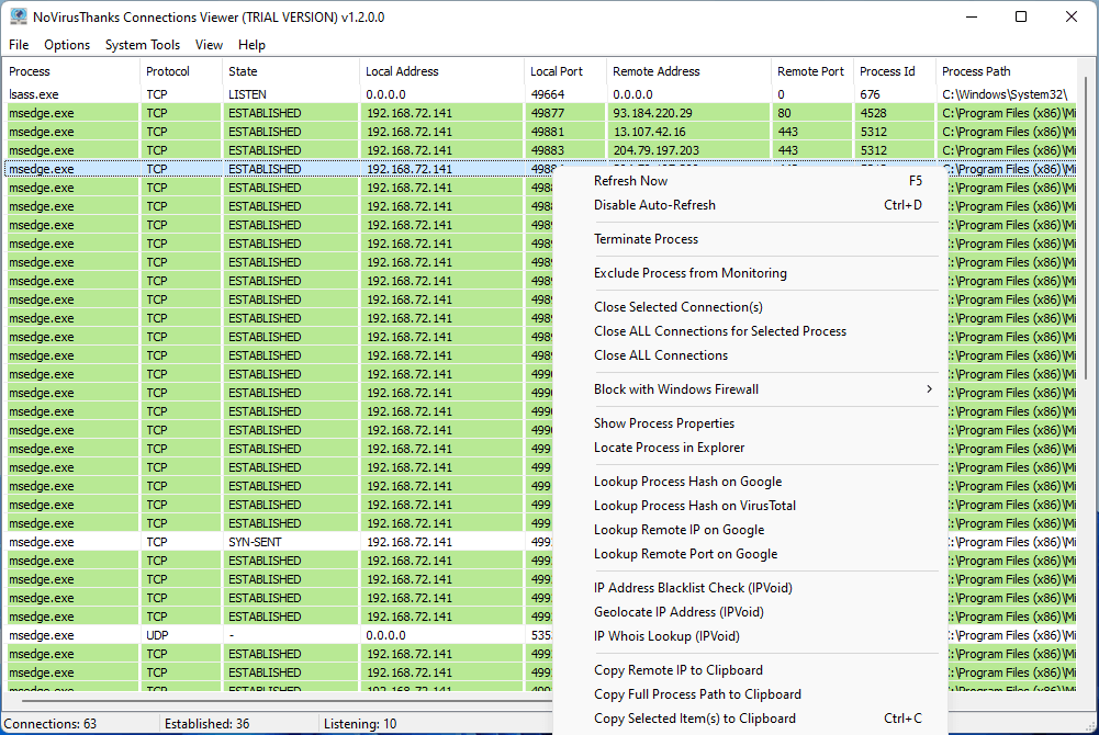 NoVirusThanks Connections Viewer Windows 11 download