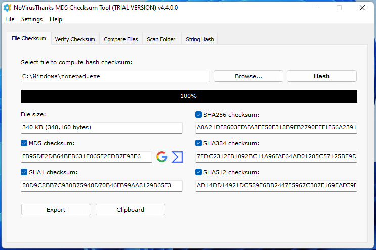 md5 checksum windows 10